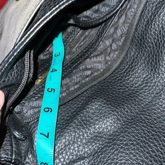 Steve Madden black grey faux leather top handle fold over crossbody bag - Picture 11 of 14